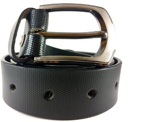 Lions Tag Black Textured leather belt