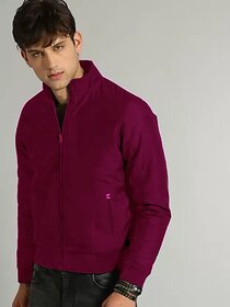 Fashlook Bomber Solid Full Sleeve Maroon Jacket for Mens
