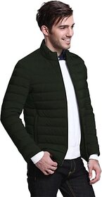 Fashlook Fluffy Solid Full Sleeve Dark Green Jacket for Mens