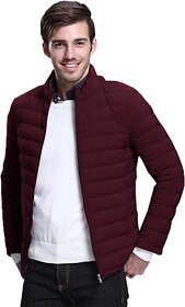 Fashlook Bomber Solid Full Sleeve Maroon Jacket for Mens