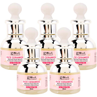 Globus Naturals Rice Ceramide Revival Face Serum Enriched with Coffee  Walnut For Glass Skin 30 ml pack of 2 