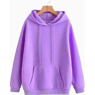 Fashlook Mens Purple Solid Hooded Full Sleeve Sweatshirt