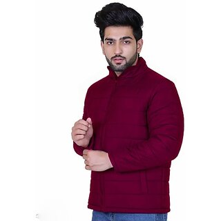 Fashlook Fluffy Solid Full Sleeve Maroon Jacket for Mens