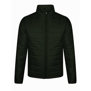 Fashlook Bomber Solid Full Sleeve Green Jacket for Mens