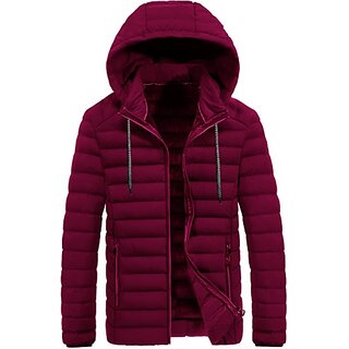 Fashlook MenÃ¢â‚¬â„¢s Full Sleeve Maroon Puffer Jacket | Stylish & Warm Casual Wear