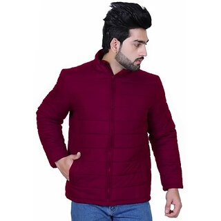 Fashlook Bomber Solid Full Sleeve Maroon Jacket for Mens