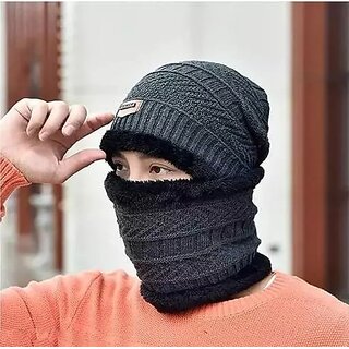 Fashlook Woolen Multicolor Casual Winter Cap