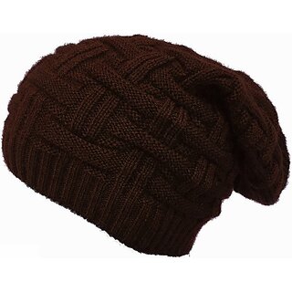 Fashlook Woolen Brown Casual Winter Cap