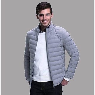 Fashlook Fluffy Solid Full Sleeve Grey Jacket for Mens