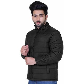 Fashlook Fluffy Solid Full Sleeve Black Jacket for Mens