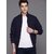 Fashlook Bomber Solid Full Sleeve Navy Blue Jacket for Mens