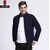 Fashlook Bomber Solid Full Sleeve Navy Blue Jacket for Mens