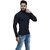 Fashlook Mens Blue Self Design High Neck Full Sleeve Sweatshirt