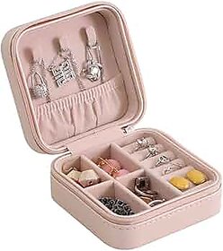 Mini Jewelry Travel Case, PU Leather Organizer Box, Small Portable Jewellery Storage Holder for Womens Rings Earrings Ne