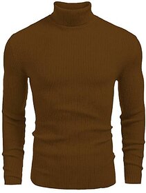 Fashlook Woven Design Full Sleeve Casual Brown Sweaters For Mens