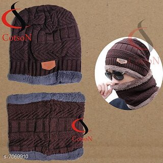 Fashlook Woolen Multicolor Casual Winter Cap