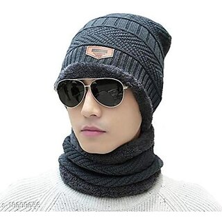 Fashlook Woolen Multicolor Casual Winter Cap