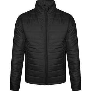 Fashlook Fluffy Solid Full Sleeve Black Jacket for Mens