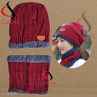 Fashlook Woolen Multicolor Casual Winter Cap