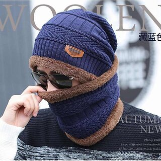 Fashlook Woolen Multicolor Casual Winter Cap