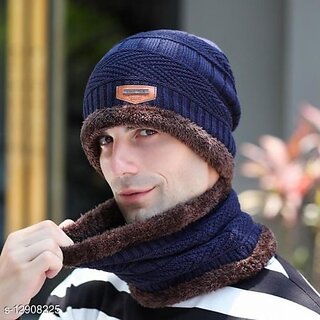 Fashlook Woolen Multicolor Casual Winter Cap