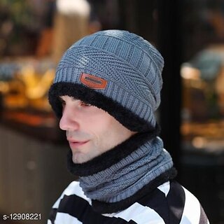 Fashlook Woolen Multicolor Casual Winter Cap