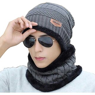 Fashlook Woolen Grey///Grey Casual Winter Cap