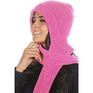 Fashlook Woolen Pink Casual Winter Cap