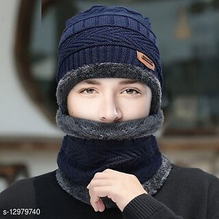 Fashlook Woolen Multicolor Casual Winter Cap