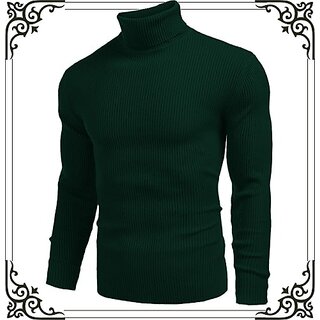 Fashlook Solid Green Full Sleeve Sweaters For Mens