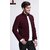 Fashlook Fluffy Solid Full Sleeve Maroon Jacket for Mens