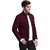 Fashlook Fluffy Solid Full Sleeve Maroon Jacket for Mens