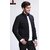 Fashlook Fluffy Solid Full Sleeve Black Jacket for Mens