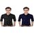 Fashlook Polka Print Curved Collar Regular Fit Cotton Blend Casual Dark Blue///Black Shirt For Mens (Pack of 2)