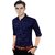 Fashlook Polka Print Curved Collar Regular Fit Cotton Blend Casual Dark Blue///Black Shirt For Mens (Pack of 2)