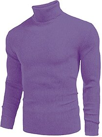 Fashlook Solid Full Sleeve Casual Purple Sweaters For Mens