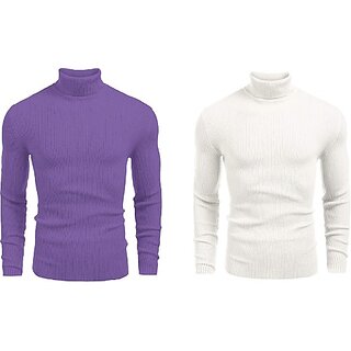 Fashlook Solid Multicolor Full Sleeve Sweaters For Mens (Pack of 2)