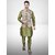 PrintCultr Men Silk Blend Green Kurta Pyjama Ethnic Jacket Set