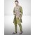 PrintCultr Men Silk Blend Green Kurta Pyjama Ethnic Jacket Set