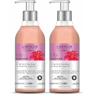 L'avenour Lily Body Wash for Deep Cleansing & Soft Skin | SLS & Paraben Free Shower Gel (2 x 300 ml)