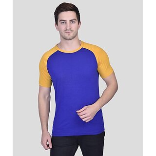 PrintCultr Colorblock Men Round Neck Cotton Blend Blue T-Shirt