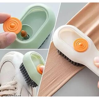 (Pack of 2) Multifunctional Shoe Brush,Soap Dispensing Cleaning Brush with Handle Scrubbing Reusable Washing Shoe Brush for Shoes Clothes Cleaning