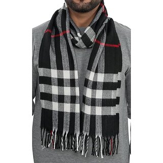 Pack of 2 Men Women Casual Luxurious Premium Checkered Woolen Muffler, Scarf, Stole For Winter Beige colour