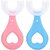 (Pack of 2) Toothbrush for Kids with U Shaped Silicone Brush Head for 360 Degree Cleaning Suitable For 2-6 Years, Manual, Heart Design, Multicolor