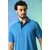 PrintCultr Solid Men Polo Neck Cotton Blend Blue T-Shirt