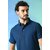 PrintCultr Solid Men Polo Neck Polyester Dark Blue T-Shirt