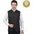 PrintCulture Men Solid Black Cotton Blend Nehru Jacket