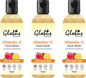 Globus Remedies Anti Ageing Skin Brightening Vitamin C Face Wash 75gm Set of 3