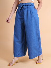 Granth Fashion Premium Denim Comfortable Palazzo (Light Blue)
