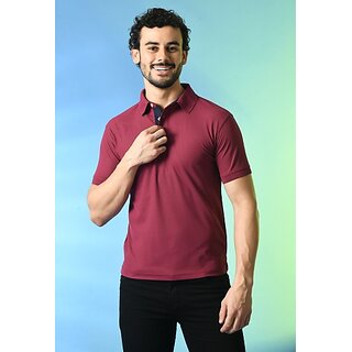 PrintCultr Solid Men Polo Neck Polyester Brown T-Shirt